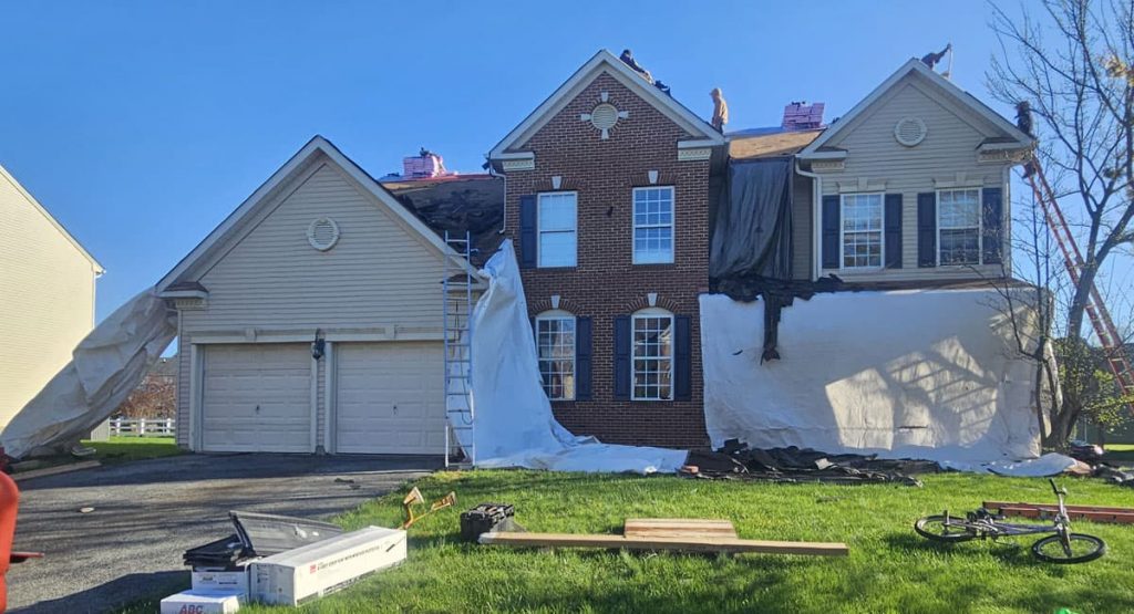 Tearing off the old roof in Middletown, DE