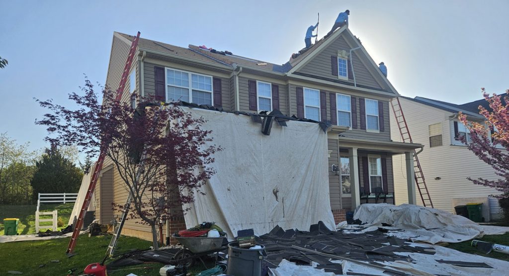 Tearing off the old roof in Middletown, DE