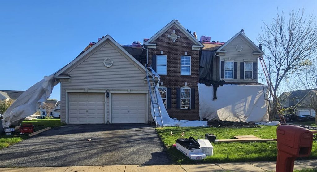 Tearing off the old roof in Middletown, DE