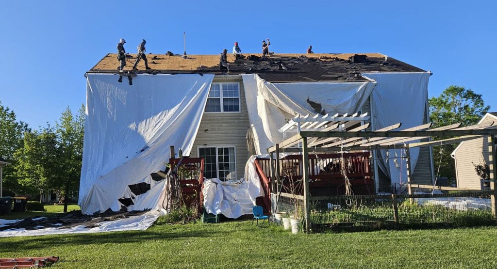 Tearing off the old roof in Middletown, DE