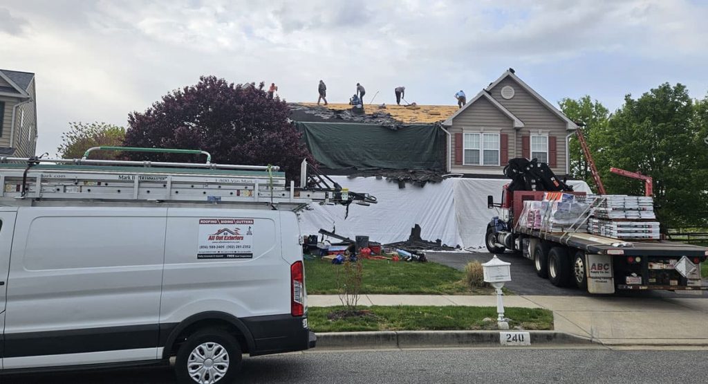 Tearing off the old roof in Middletown, DE