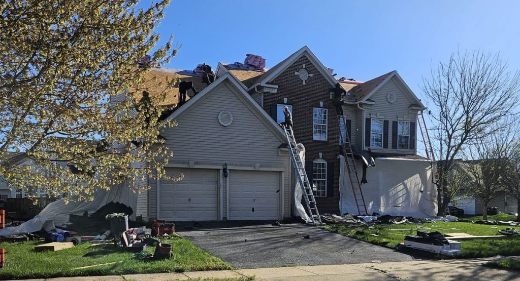 Tearing off the old roof in Middletown, DE