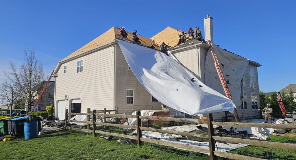 Tearing off the old roof in Middletown, DE