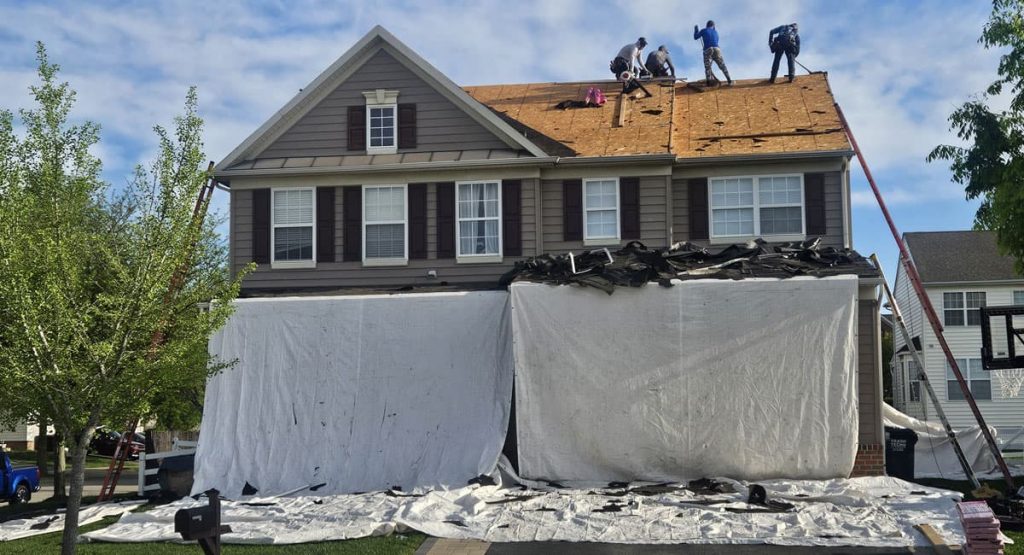 Tearing off the old roof in Middletown, DE
