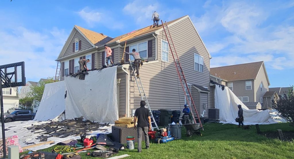 Tearing off the old roof in Middletown, DE