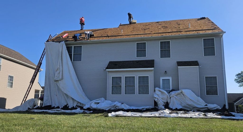 Tearing off the old roof in Smyrna, DE