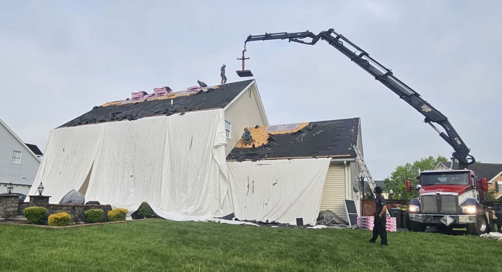 Tearing off the old roof in Bear, DE