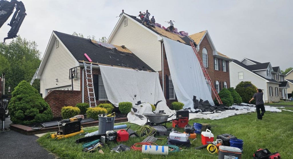 Tearing off the old roof in Bear, DE