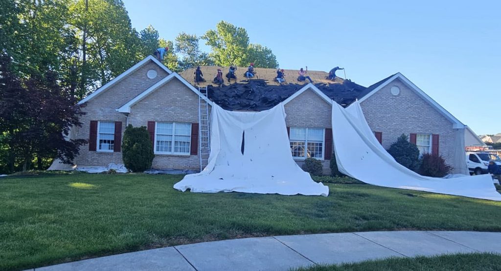 Tearing off the old roof in Bear, DE