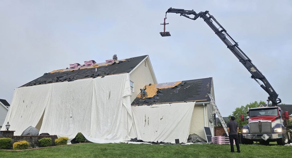 Tearing off the old roof in Bear, DE