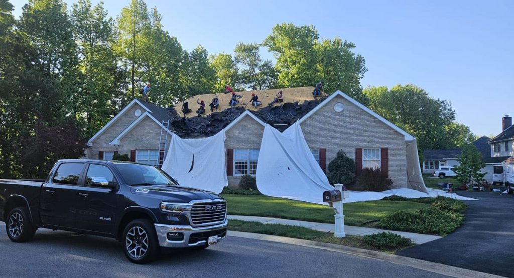 Tearing off the old roof in Bear, DE