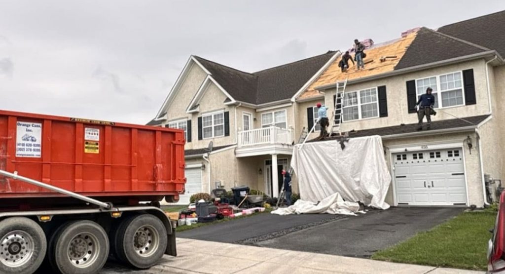 tearing off old roof in Middletown, DE