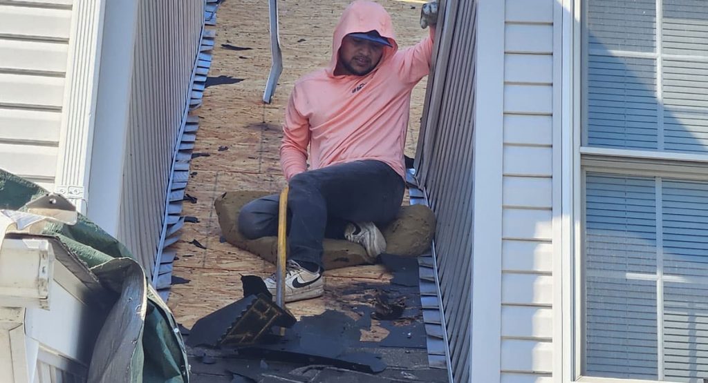 Tearing off the old roof in Smyrna, DE
