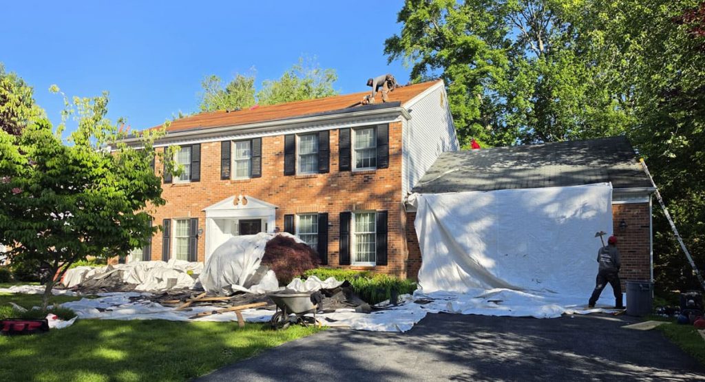 Tearing off the old roof in Wilmington, DE