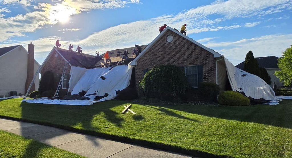 Tearing off the old roof in Bear, DE