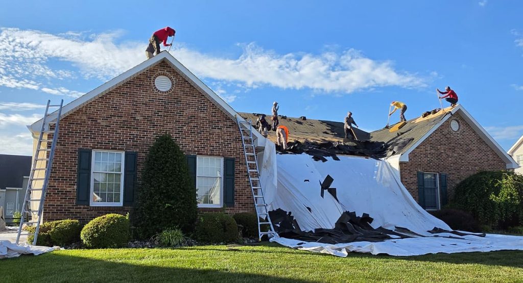 Tearing off the old roof in Bear, DE