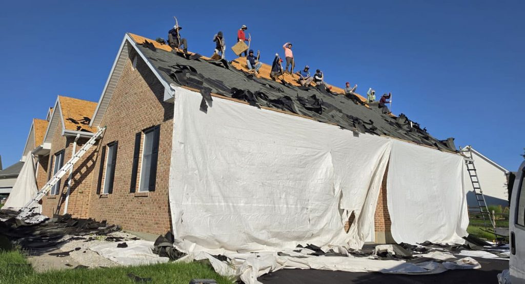 Tearing off the old roof in Bear, DE