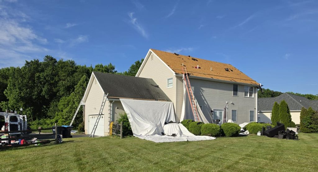 Tearing off the old roof in Bear, DE