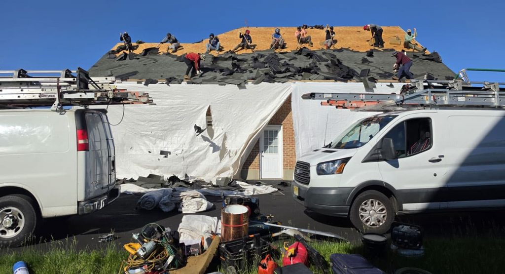 Tearing off the old roof in Bear, DE
