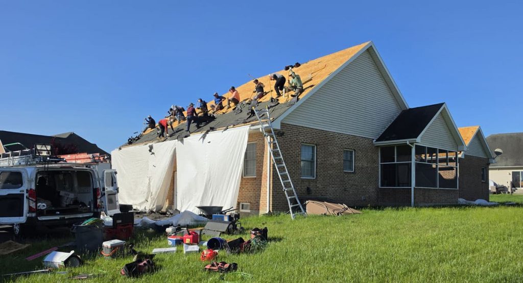 Tearing off the old roof in Bear, DE