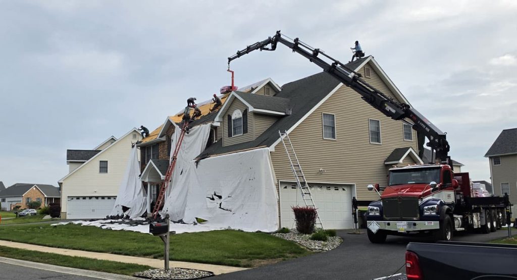 Tearing off the old roof in Bear, DE