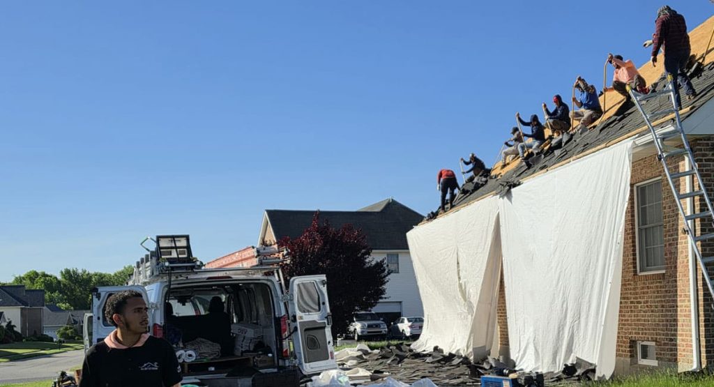 Tearing off the old roof in Bear, DE