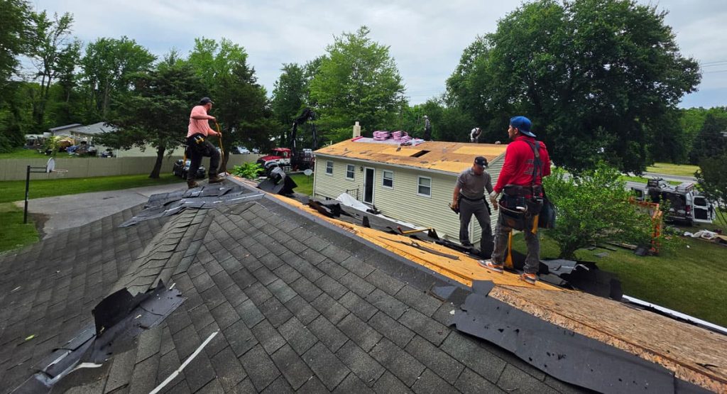 Tearing off the old roof in Townsend, DE