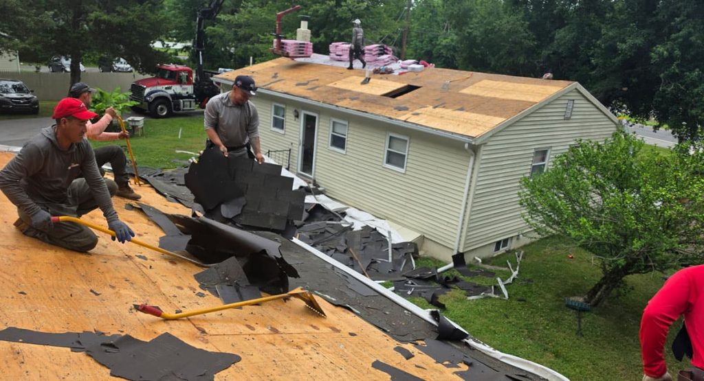 Tearing off the old roof in Townsend, DE