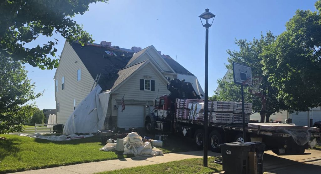 Tearing off the old roof in Middletown, DE