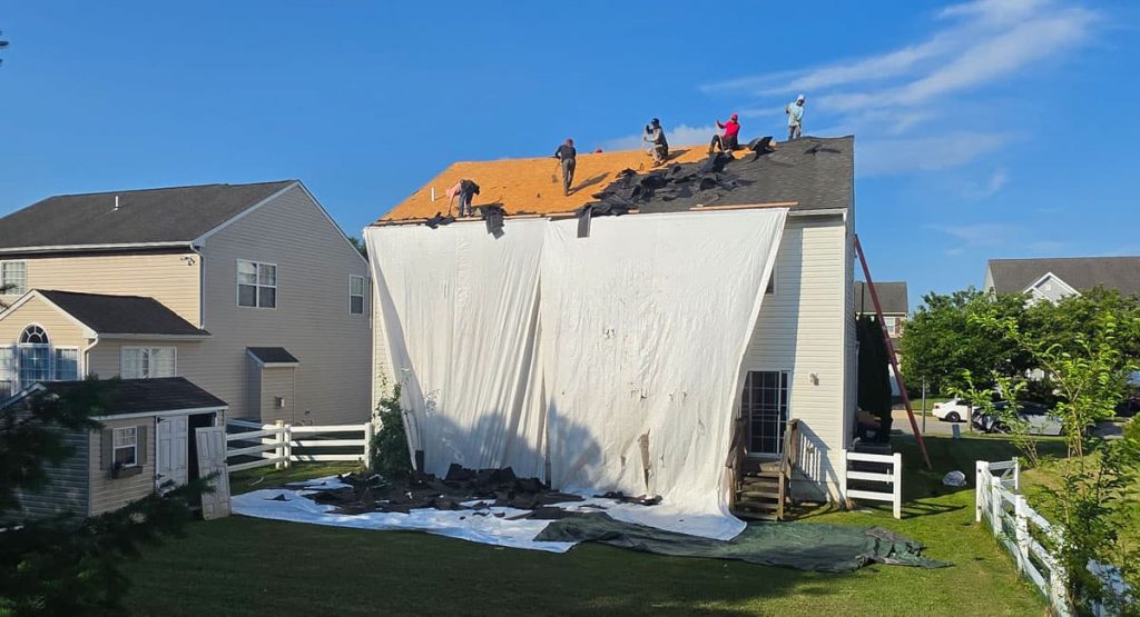 Tearing off the old roof in Middletown, DE
