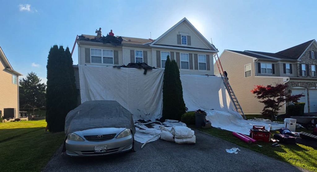 Tearing off the old roof in Middletown, DE