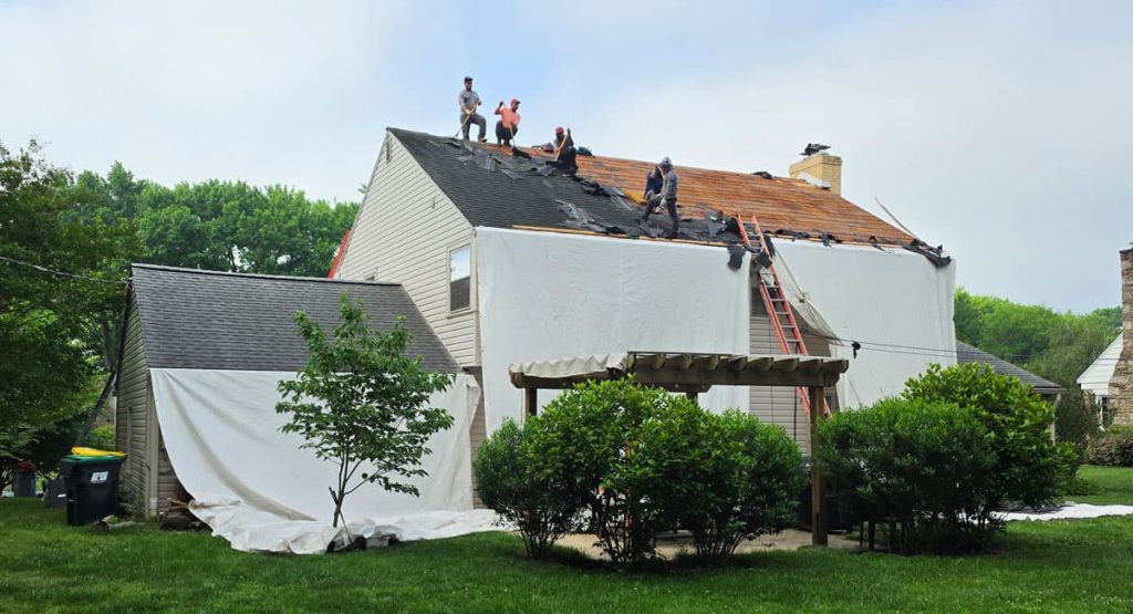 Tearing off the old roof in Wilmington, DE