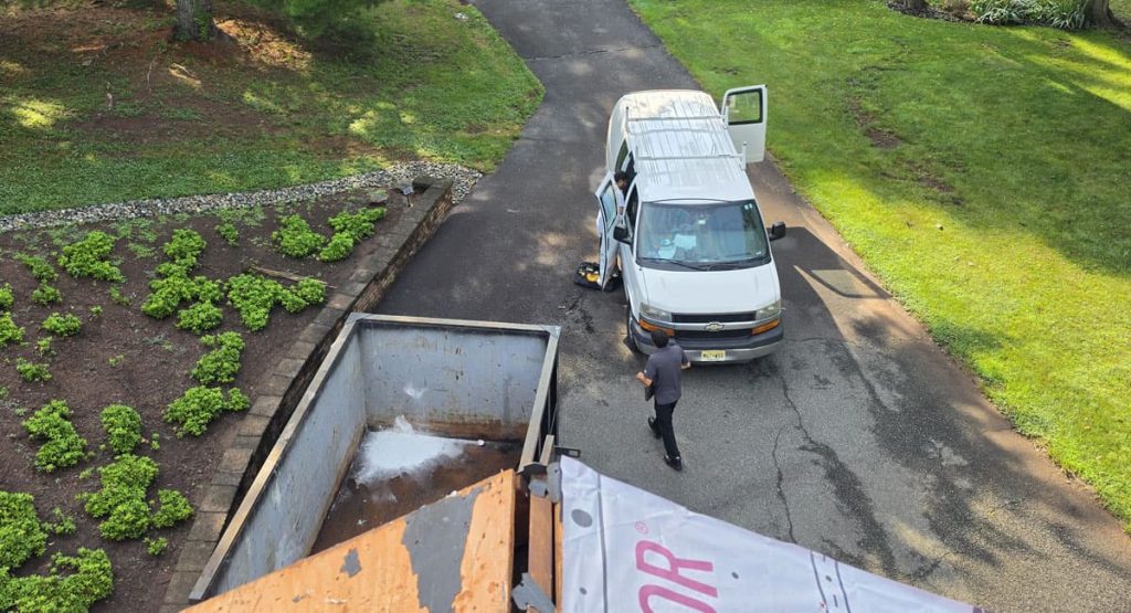 Tearing off the old roof in Douglasville, PA