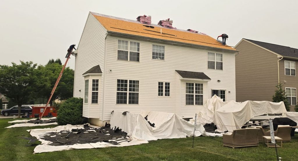 Tearing off the old roof in Middletown, DE