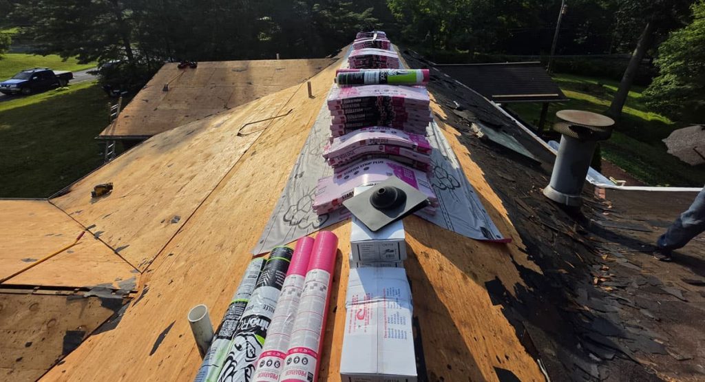 Tearing off the old roof in Douglasville, PA