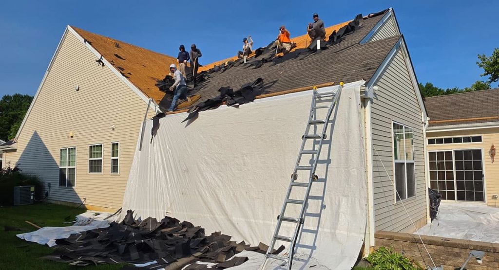 Tearing off the old roof in Swedesboro, NJ