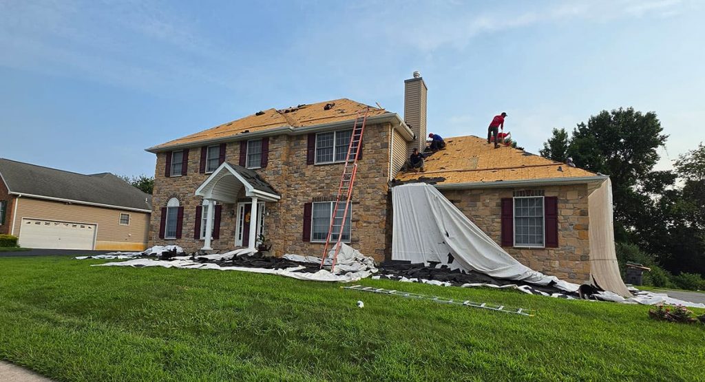 Tearing off the old roof in Bear, DE