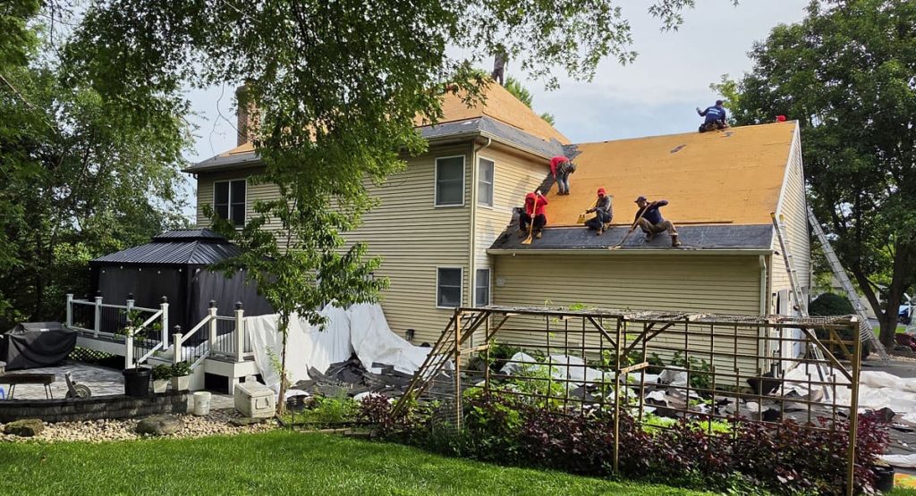 Tearing off the old roof in Hockessin, DE