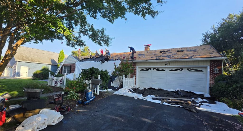 Tearing off the old roof in Middletown, DE