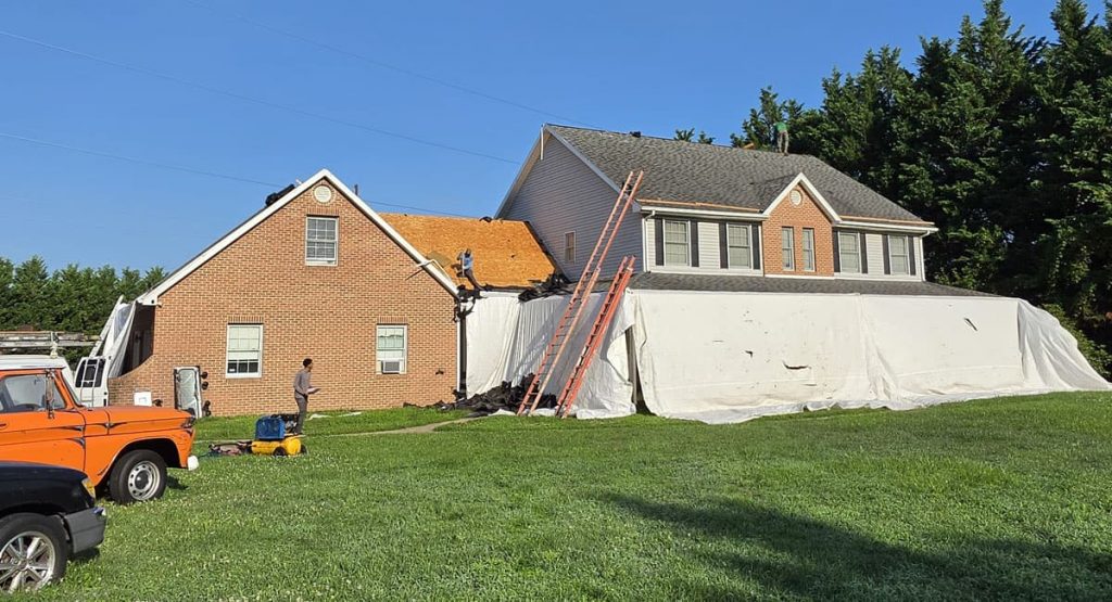 Tearing off the old roof in Middletown, DE