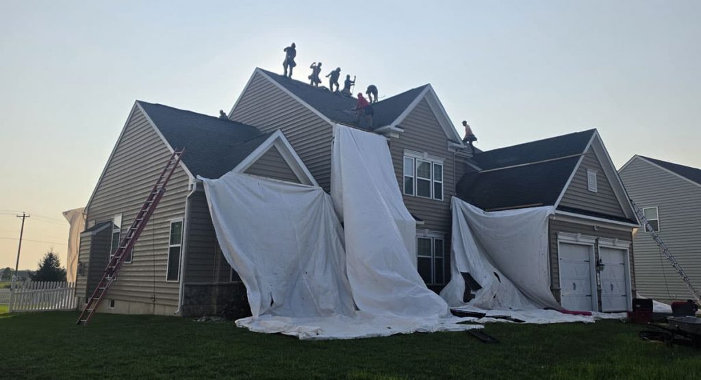 Tearing off the old roof in Middletown, DE
