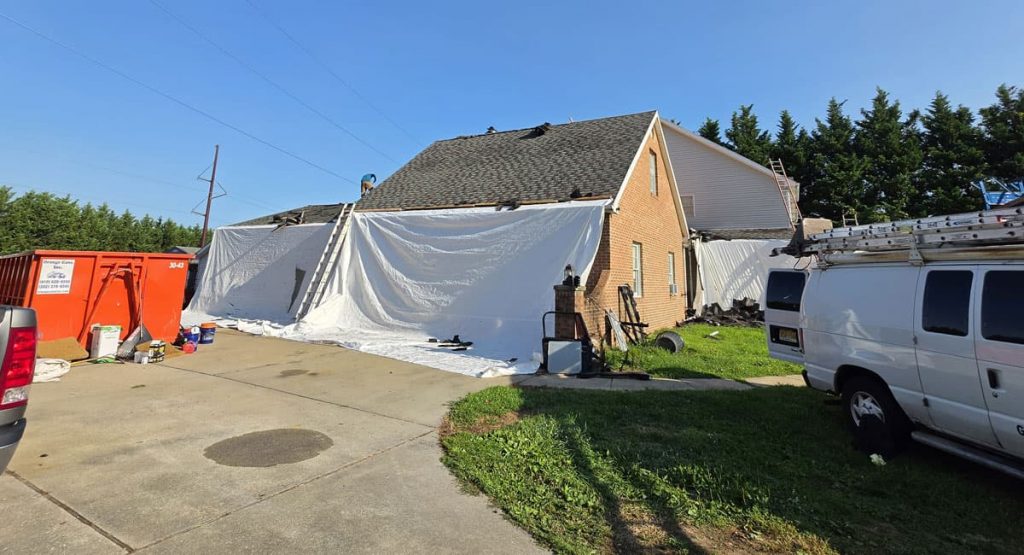 Tearing off the old roof in Middletown, DE