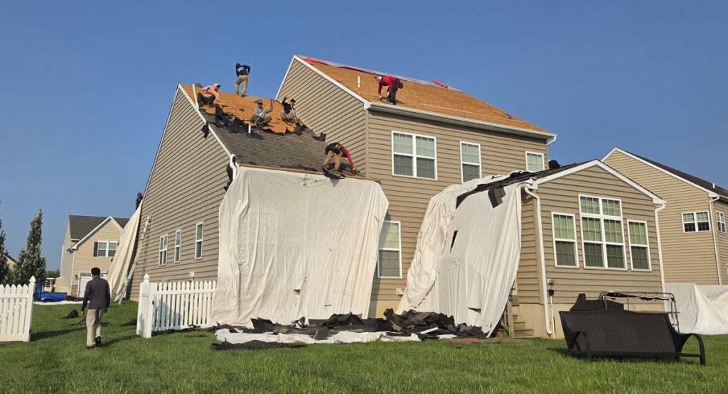 Tearing off the old roof in Middletown, DE