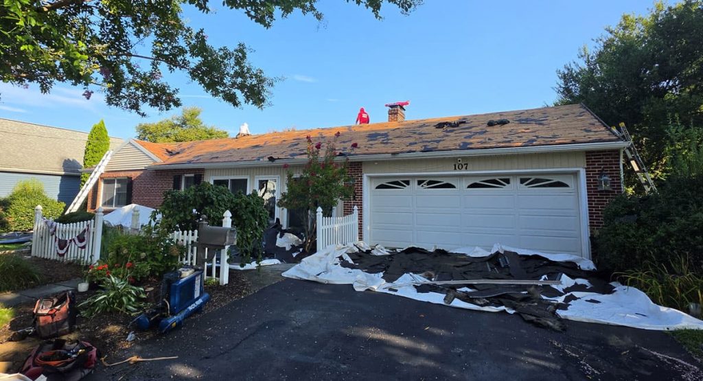 Tearing off the old roof in Middletown, DE