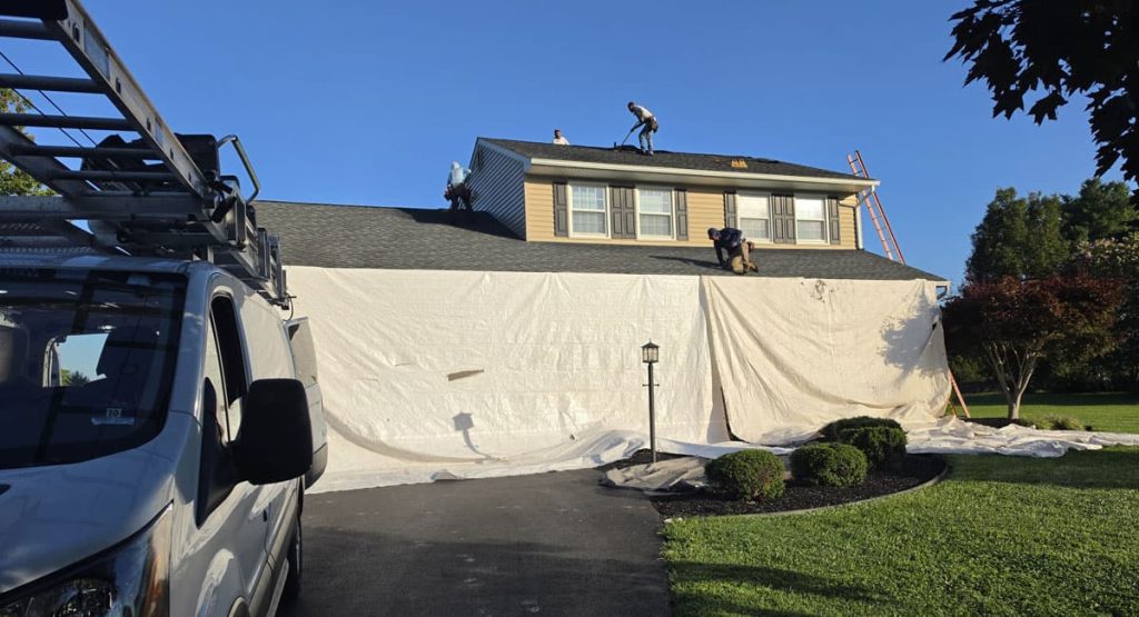 Tearing off the old roof in Townsend, DE