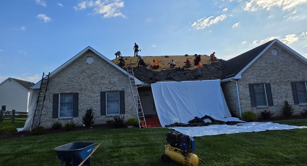 Tearing off the old roof in Bear, DE