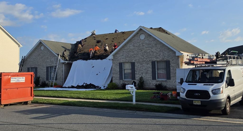 Tearing off the old roof in Bear, DE