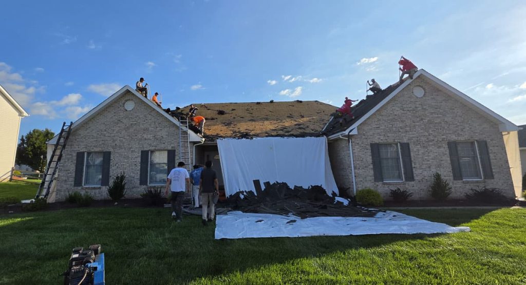 Tearing off the old roof in Bear, DE