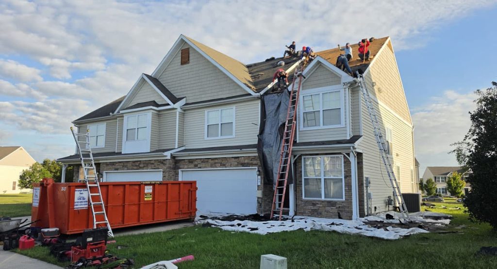 Tearing off the old roof in Dover, DE