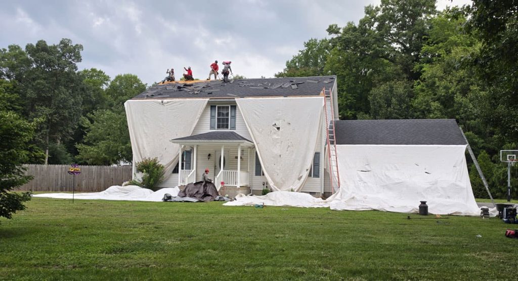 Tearing off the old roof in Greenwood, DE